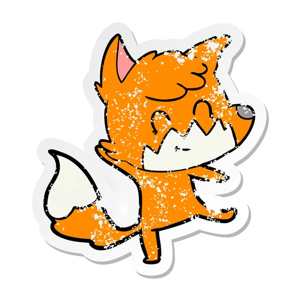 Aufkleber eines Cartoon-freundlichen Fuchses — Stockvektor