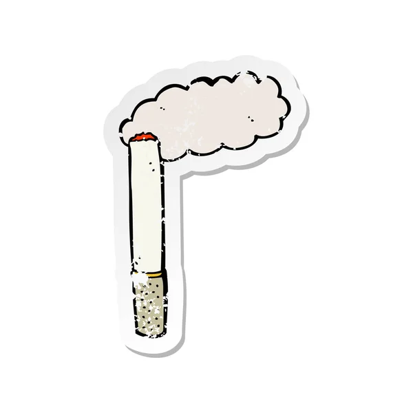 Autocollant en détresse rétro d'une cigarette de dessin animé — Image vectorielle
