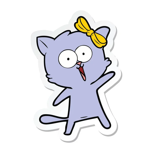 Sticker of a cartoon cat — Stock Vector