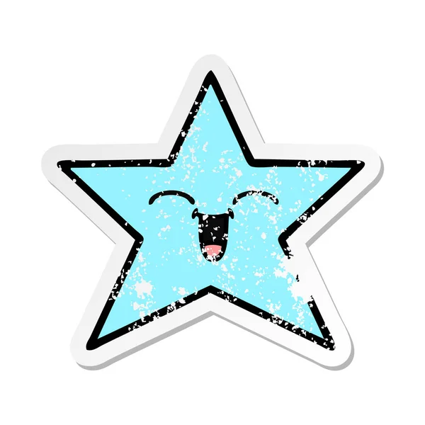 Distressed sticker of a cute cartoon star fish — Stock Vector