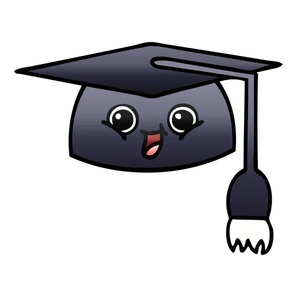 Desenho Animado Sombreado Gradiente Chapéu Graduação — Vetor de Stock