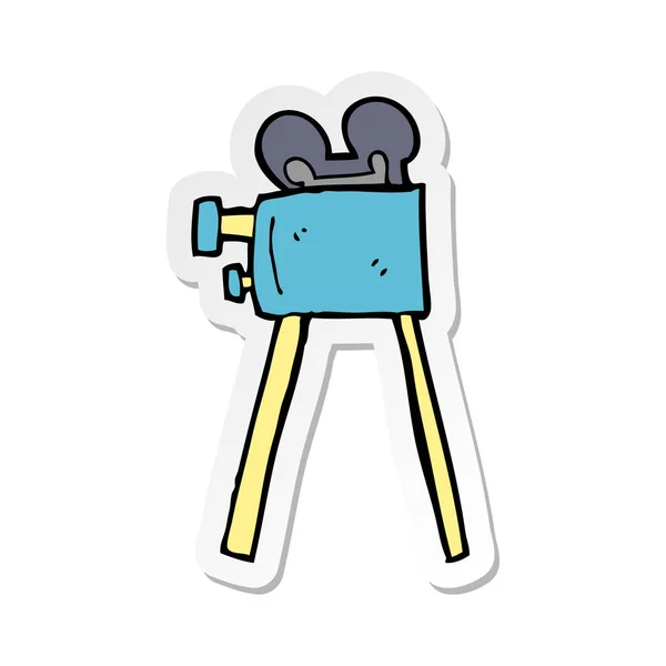 Pegatina de una cámara de película de dibujos animados — Vector de stock