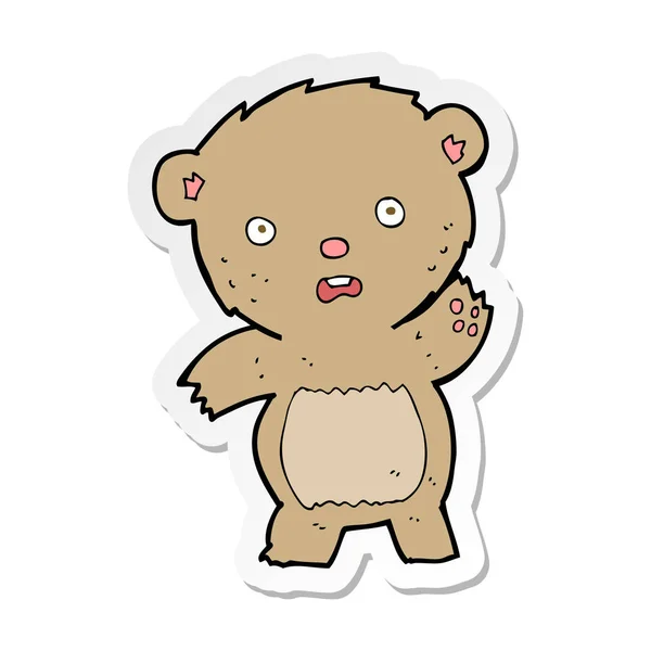 Pegatina de un oso de peluche infeliz de dibujos animados — Vector de stock