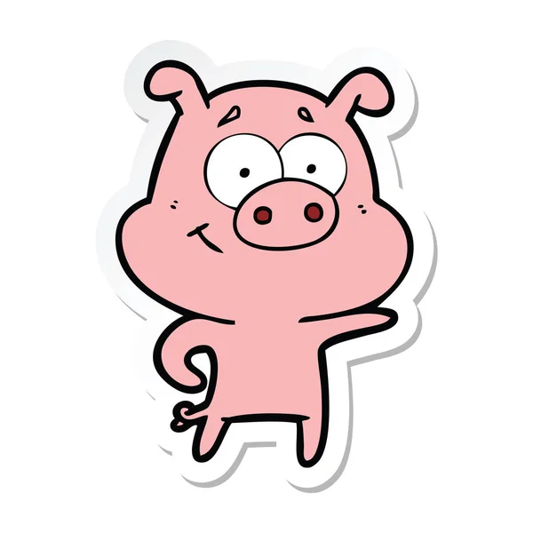 Autocollant Cochon Dessin Animé Pointant — Image vectorielle