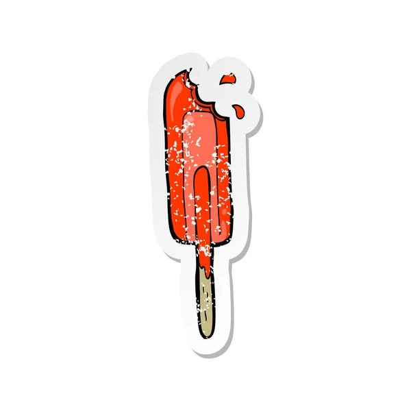 Retro distressed sticker of a cartoon ice lolly — Stock Vector