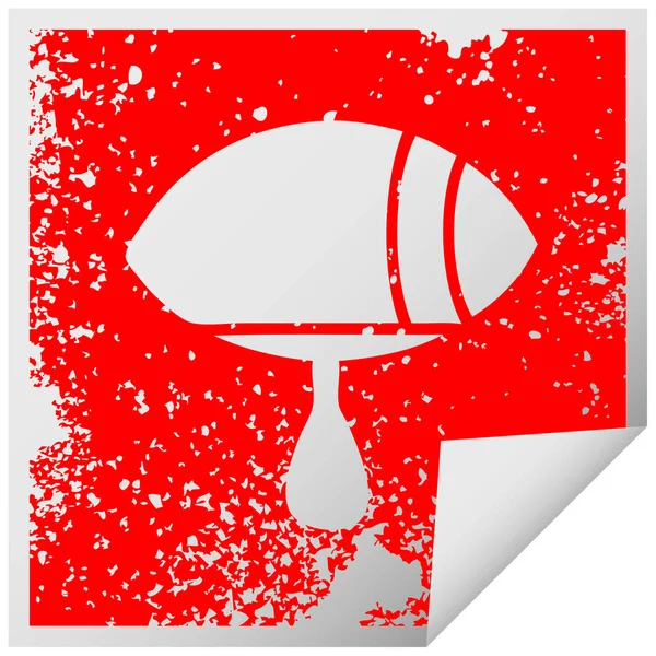 Distressed square peeling sticker symbol crying eye looking to o — Stock Vector