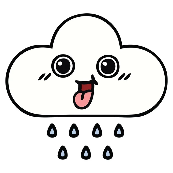 Mignon dessin animé pluie nuage — Image vectorielle