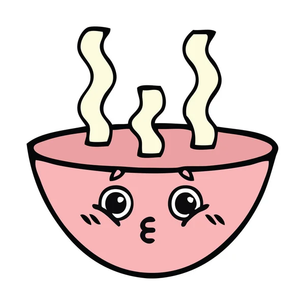 熱いスープのボウルのかわいい漫画 — ストックベクタ