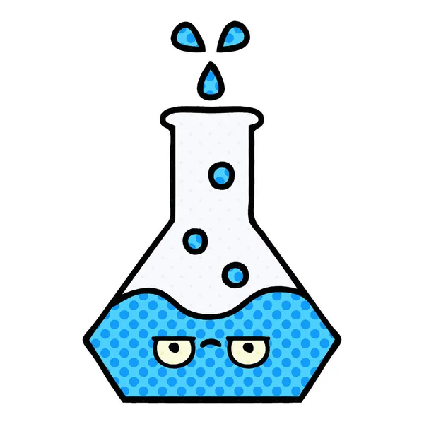 Comic book style cartoon science beaker — Stock Vector