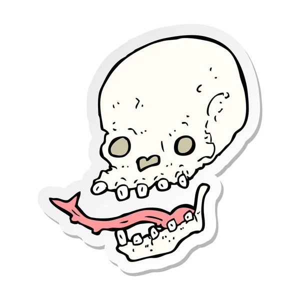 Autocollant d'un crâne effrayant dessin animé — Image vectorielle