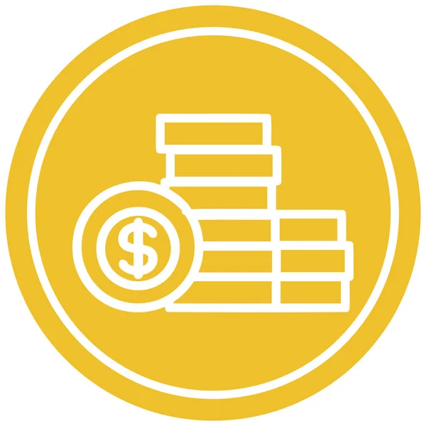 Dinero apilado icono circular — Vector de stock