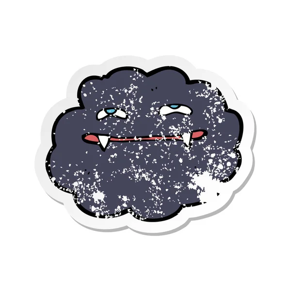 레트로 스티커 만화 뱀파이어 구름의 고민 — 스톡 벡터
