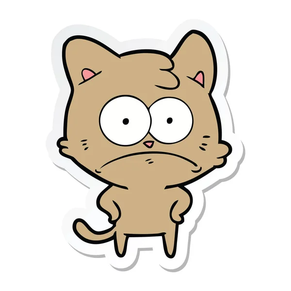 Sticker of a cartoon nervous cat — Stock Vector
