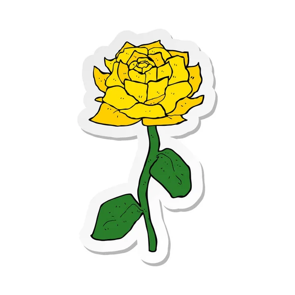 Sticker van een gele roos cartoon — Stockvector