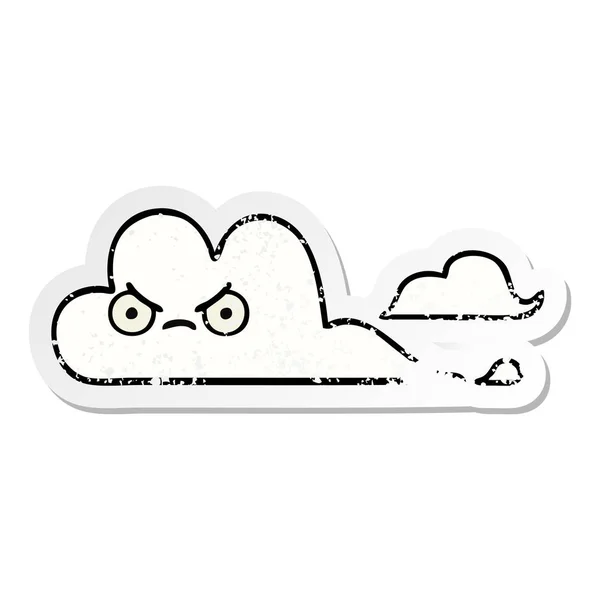 一个可爱的卡通白云苦恼的贴纸 — 图库矢量图片