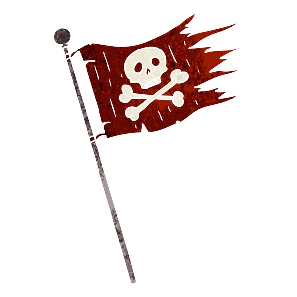 Retro-Cartoon-Doodle einer Piratenflagge — Stockvektor