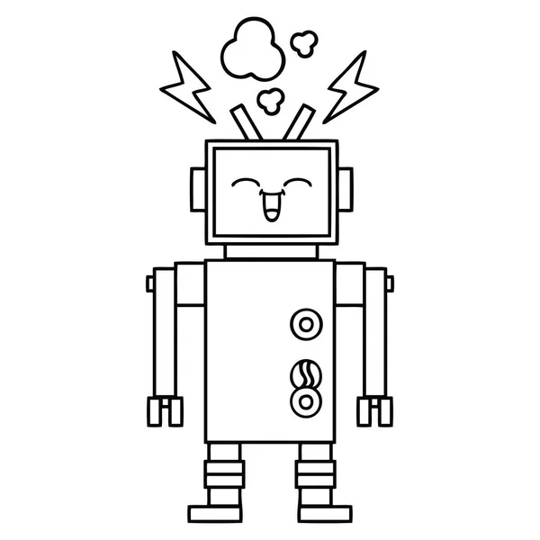 Lijntekening cartoon robot — Stockvector