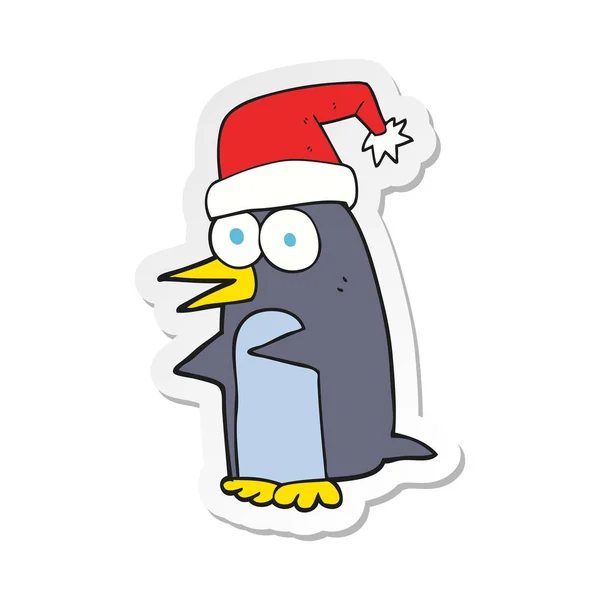 Autocollant d'un dessin animé pingouin de Noël — Image vectorielle