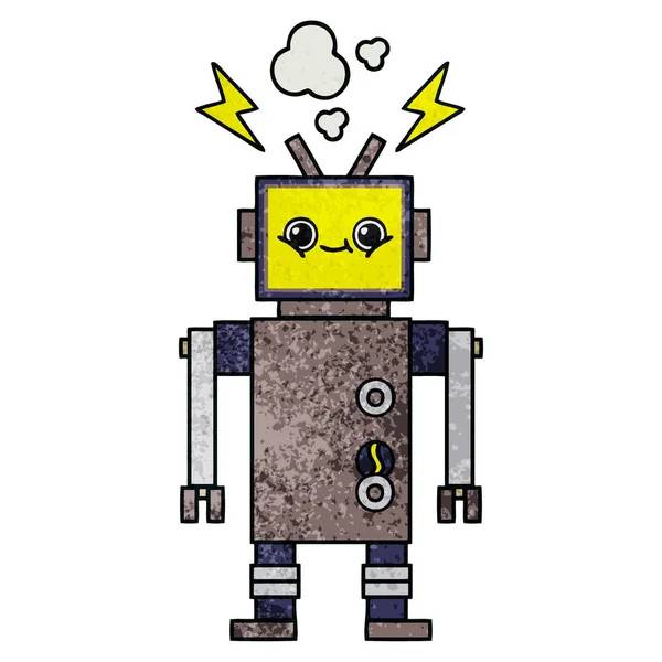 Retro Grunge Textur Cartoon Roboter — Stockvektor
