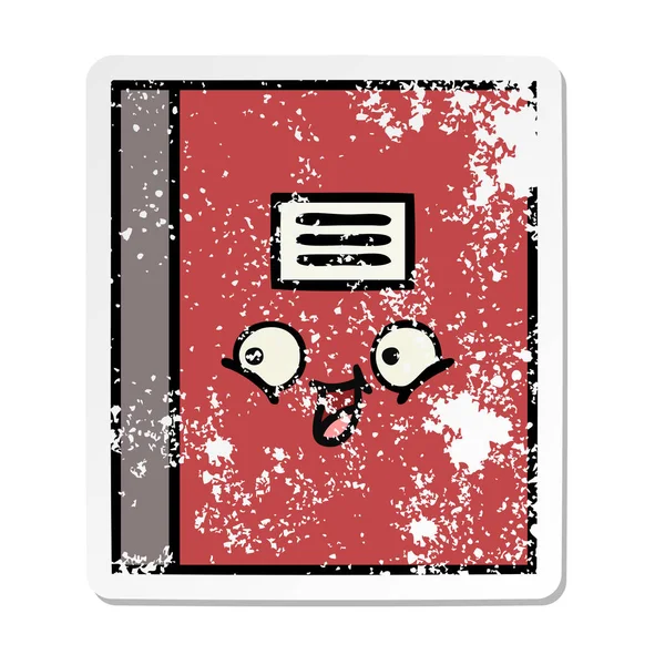 Verontruste sticker van een leuke cartoon-laptop — Stockvector
