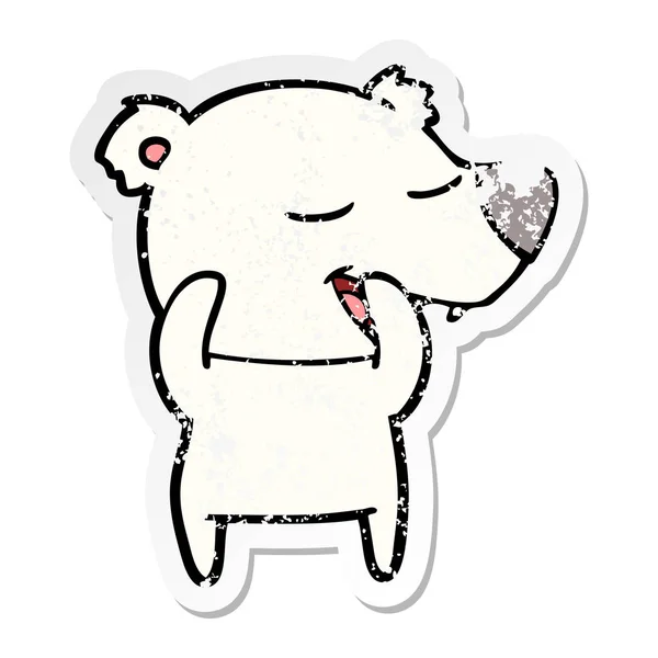 Pegatina angustiada de un oso polar de dibujos animados — Archivo Imágenes Vectoriales