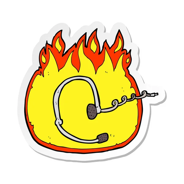 Stiker Dari Kartun Headset Yang Terbakar - Stok Vektor