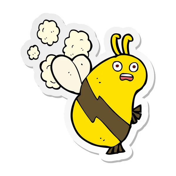 Sticker of a funny cartoon bee — Stock Vector