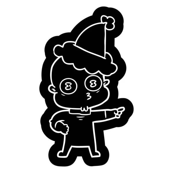 Ícone Desenho Animado Peculiar Homem Estranho Careca Usando Chapéu Papai —  Vetores de Stock