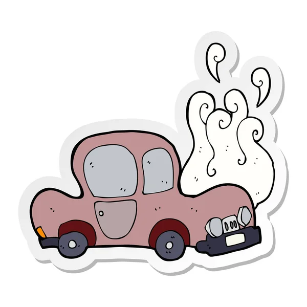 Sticker Van Een Afgebroken Auto Cartoon — Stockvector