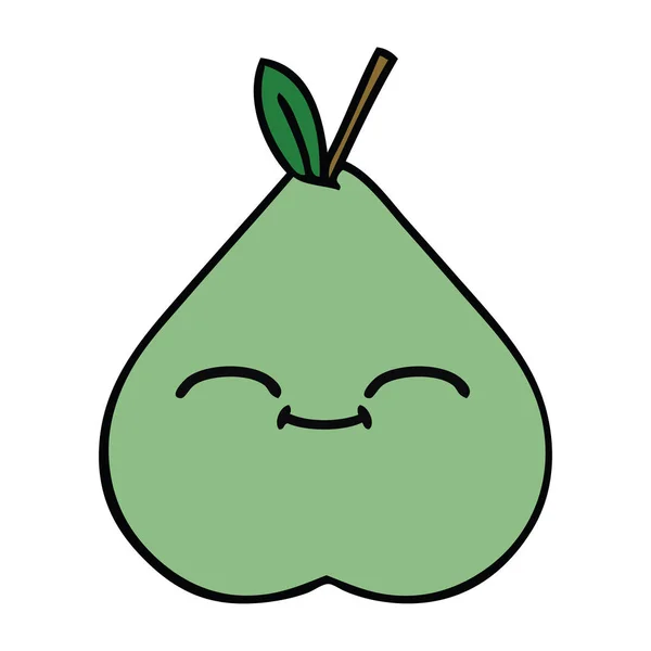 Dessin Animé Mignon Une Poire Verte — Image vectorielle