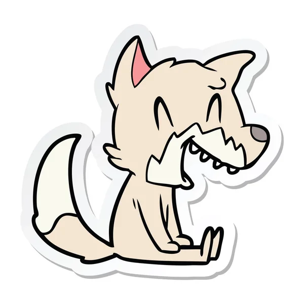 Sticker of a laughing fox cartoon — Stock Vector