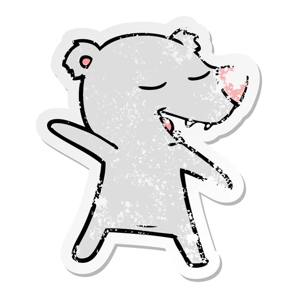 Adesivo angosciato di un orso cartone animato — Vettoriale Stock