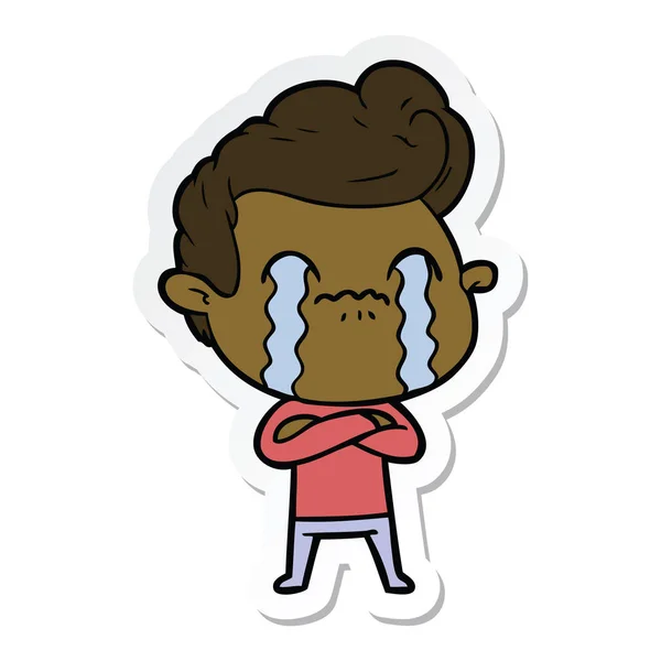Sticker van een cartoon man huilen — Stockvector