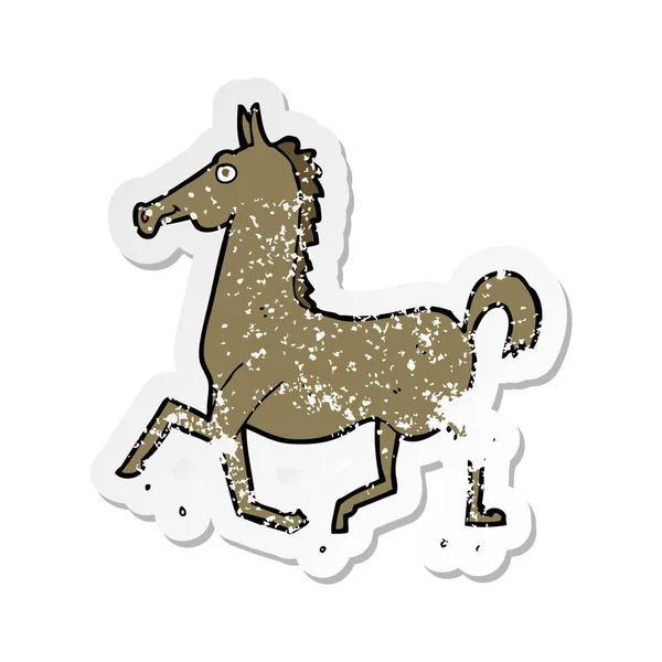 Retro Noodlijdende Sticker Van Een Cartoon Paard — Stockvector