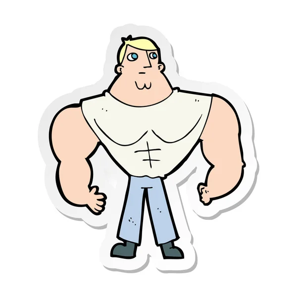 Sticker of a cartoon body builder — Stock Vector