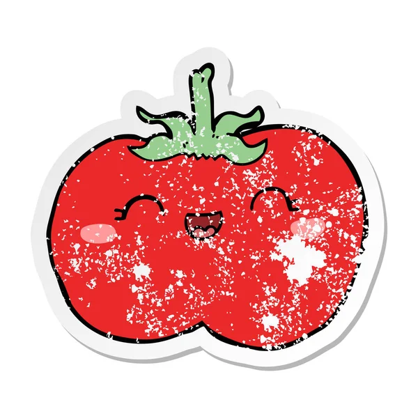 Etiqueta Angustiada Tomate Desenho Animado — Vetor de Stock