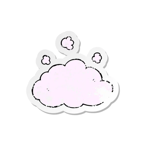 Retro Adesivo Angosciato Cartone Animato Soffice Nuvola Rosa — Vettoriale Stock