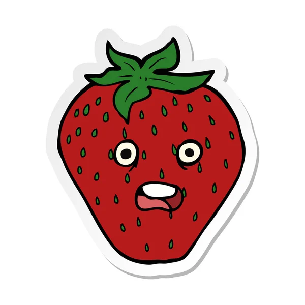 Sticker of a cartoon strawberry — Stock Vector