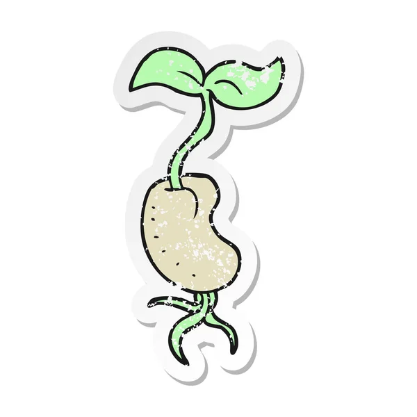 Ретро стресова наклейка мультфільму, що проростає насіння — стоковий вектор