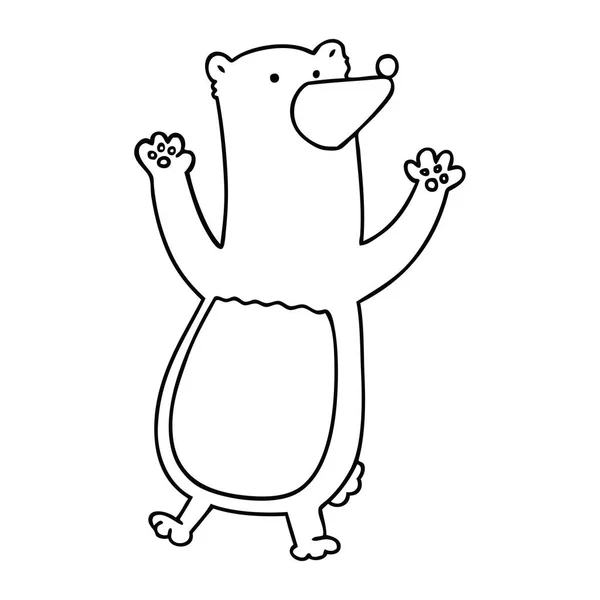 Dziwnych linii rysunku kreskówka niedźwiedź — Wektor stockowy