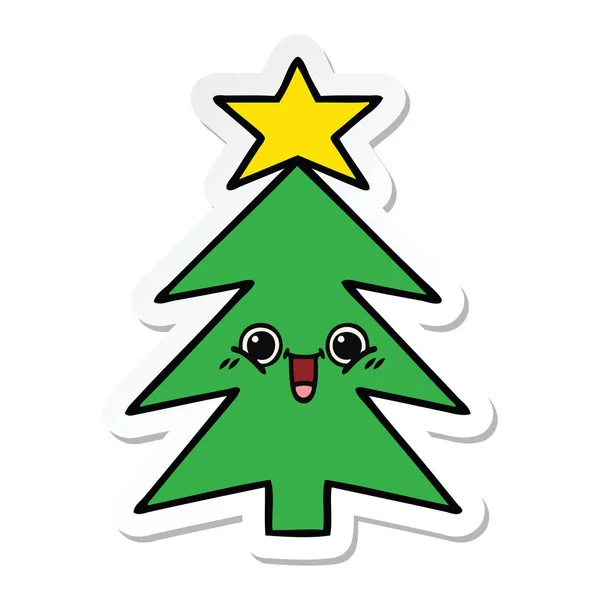 Aufkleber eines niedlichen Cartoon-Weihnachtsbaums — Stockvektor
