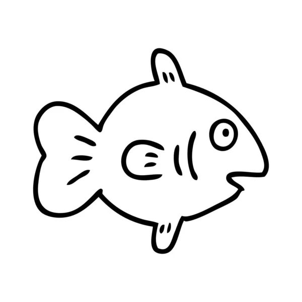 海産魚の線画落書き — ストックベクタ