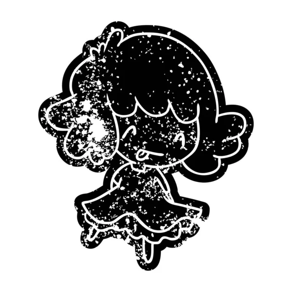 Grunge Distressed Icon Cute Kawaii Girl — Stock Vector