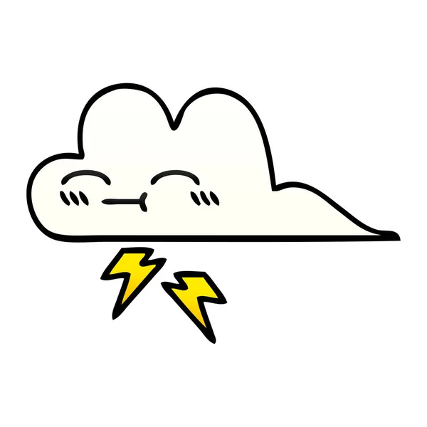 Gradiente sombreado cartoon trovão nuvem —  Vetores de Stock