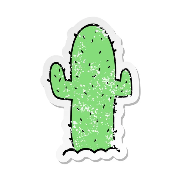 Zoufalý Nálepka Kreslený Kaktus — Stockový vektor