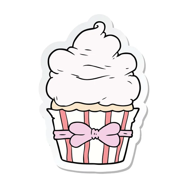 Sticker van een cartoon fancy cupcake — Stockvector