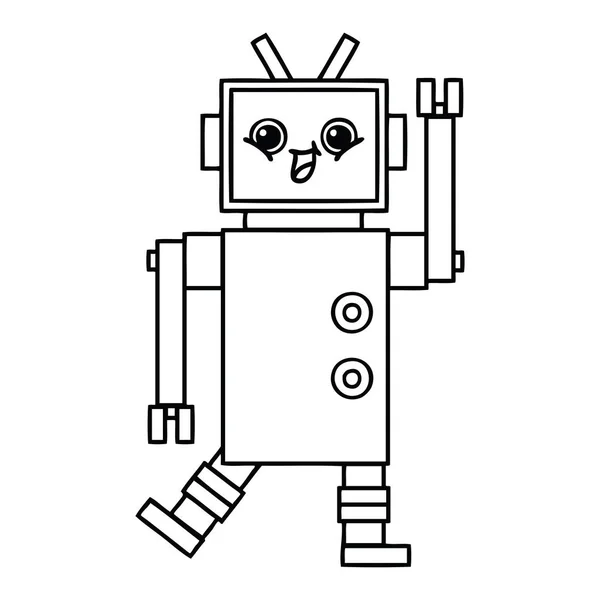 Dibujo Línea Dibujos Animados Robot — Vector de stock