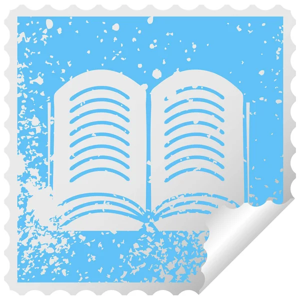 sıkıntılı kare etiketi simgesi açık kitap peeling