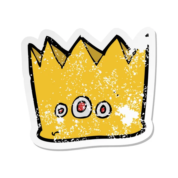 Retro distressed sticker of a cartoon crown — Stock Vector
