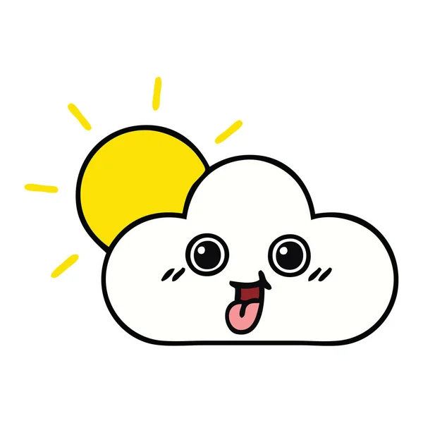 Cute cartoon sun and cloud — Stock Vector